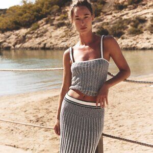 ZARA STRIPED CUT-OUT KNIT TOP